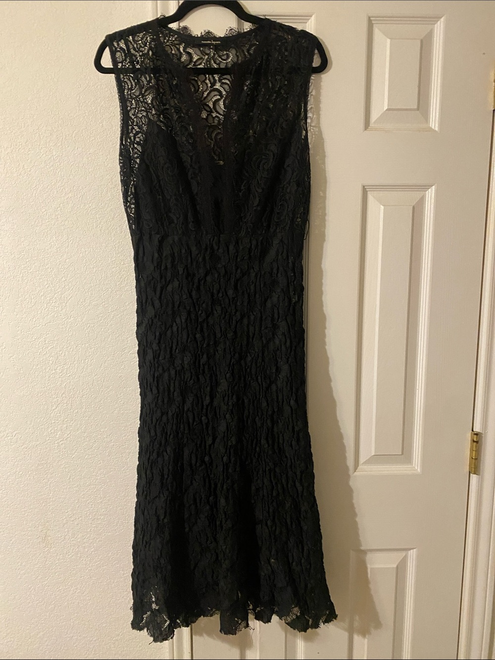 Nanette Lepore Black Lace & Textured Midi Dress